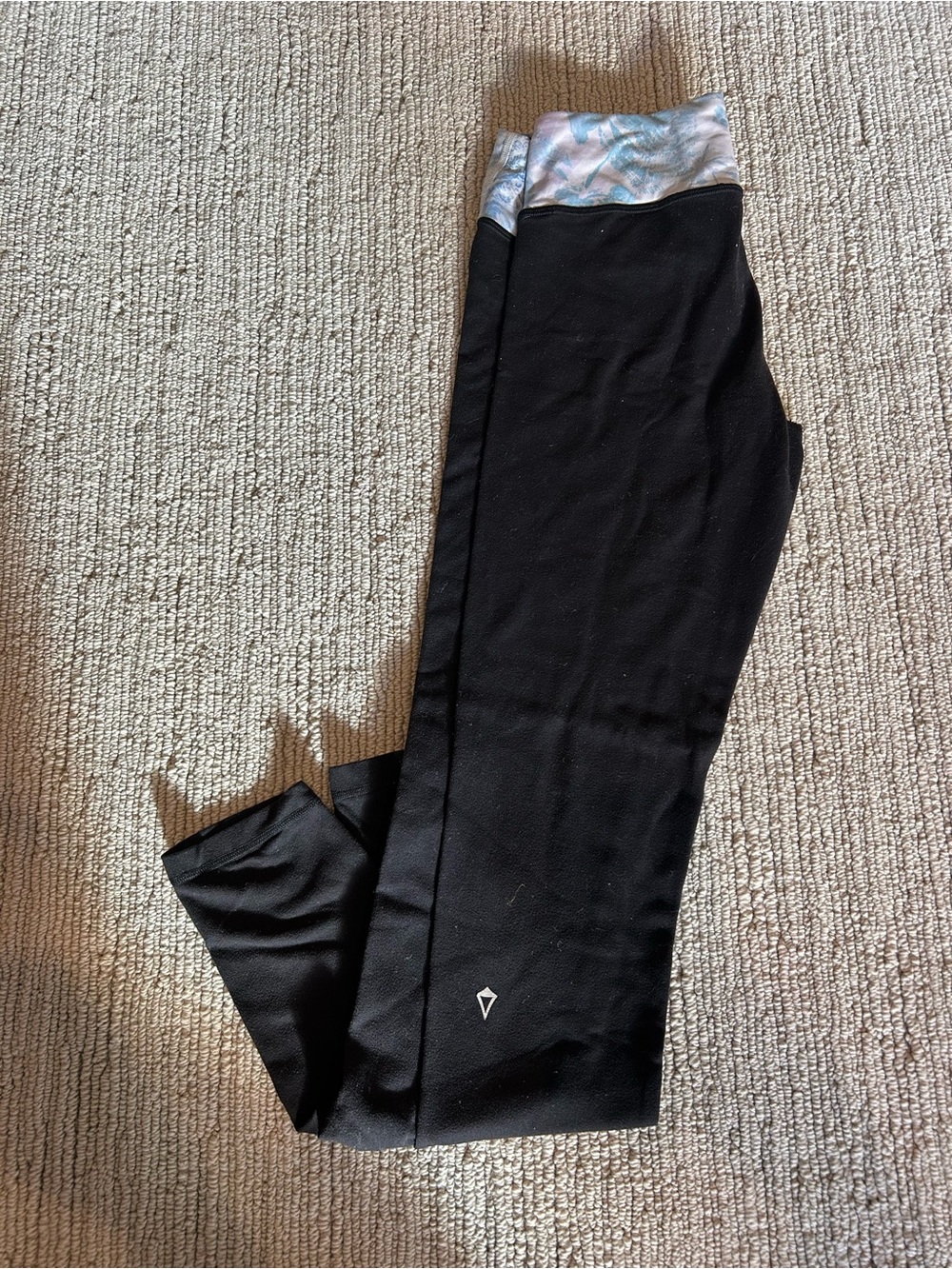 Ivivva Black Leggings with Light Blue Marble Waistband